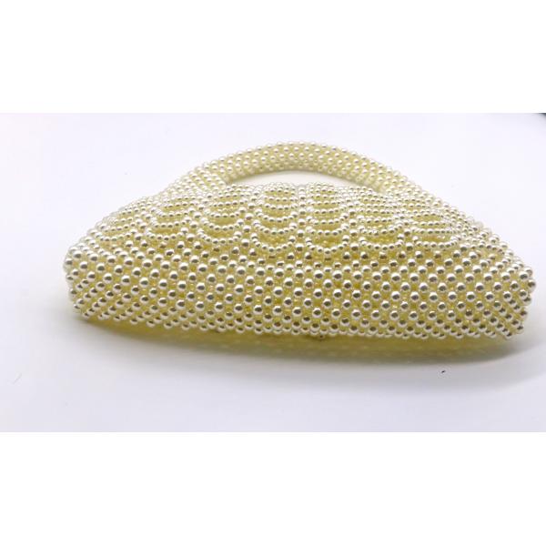 Fashion White Pearl Handbag Hand Woven For Women 23cm Height 22cm Length