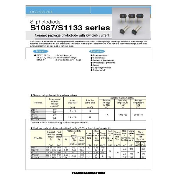 HAMAMATSU Sensor Si S1133 Фотодиодный датчик поворотного положения IC