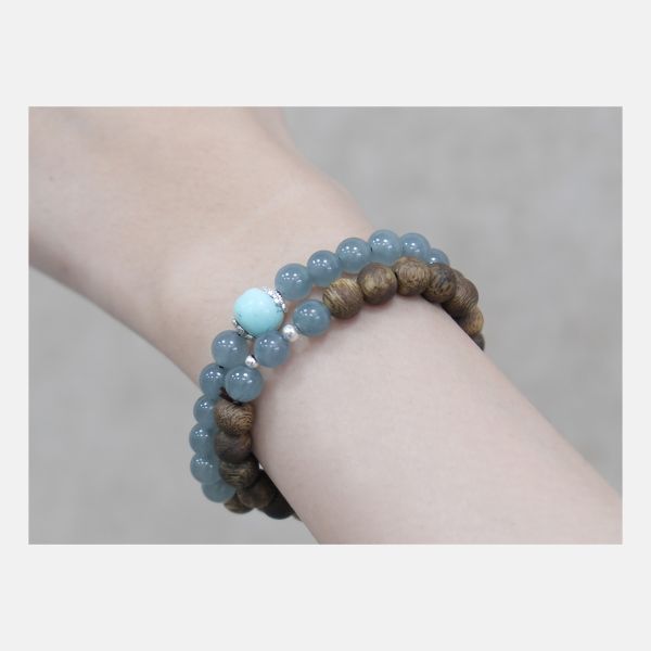 Guatemala Jadeite Turquoise Agarwood Bracelet 8mm Authentic Gemstone