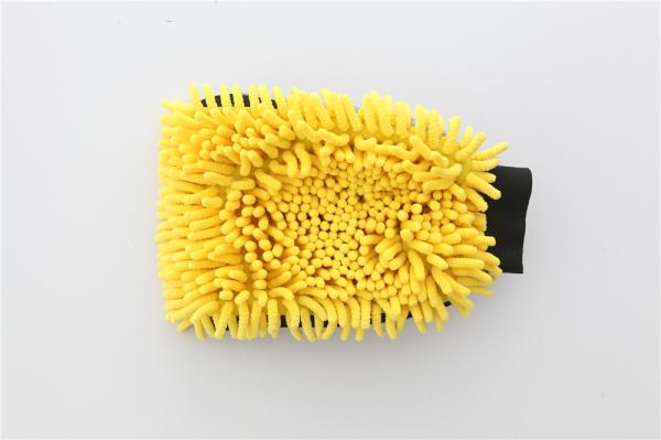 yellow/grey color microfiber plush chenille car cleaning detailing house cleaning wash mitts/gloves