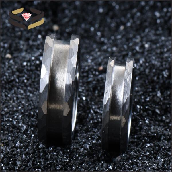 Third Party Appraisal Silver Hammered Tungsten Ring Blank Inlay Ring Cores 6mm 8mm for Men and Women