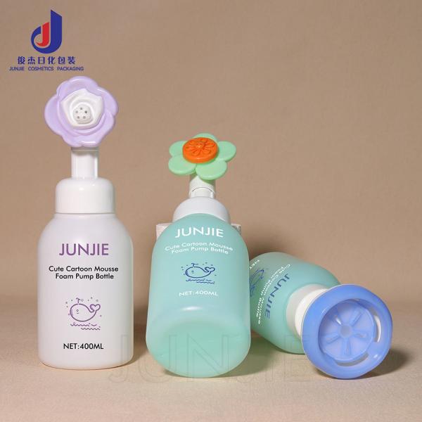 High Quality 400ml PE Plastic Hand Wash Bottles Cute Flower Shape Liquid Soap Dispenser Face Clean Foam Bottle