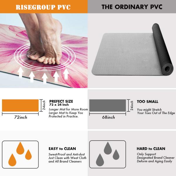 Wholesale OEM Premium Print Yoga Mat for Women Non Slip Exercise Mat with Carrying Strap & Mat Bag