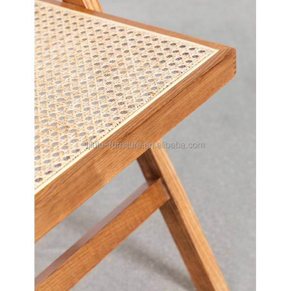 Restaurant Hotel Nordic Modern Natural Rattan Foldable Solid Wood Dining Chair for Dining Room Furniture