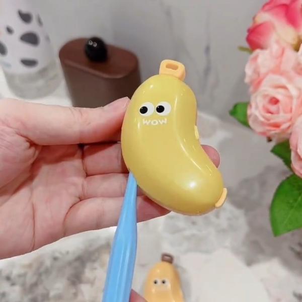 Banana-Shaped Toothbrush Cover And Silicone Toothpaste Travel Container Set – Cute Portable Travel Toothbrush Holder + Leak-Proof Toothpaste Tube Case – Reusable Silicone Dental Kit For Kids & Adults