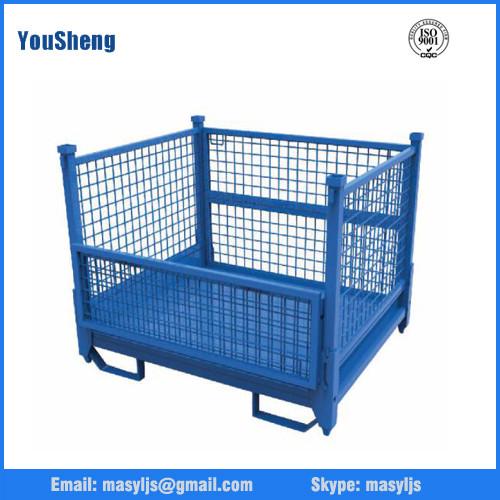 Industrial stackable collapsible heavy duty rolling wire mesh container warehousing