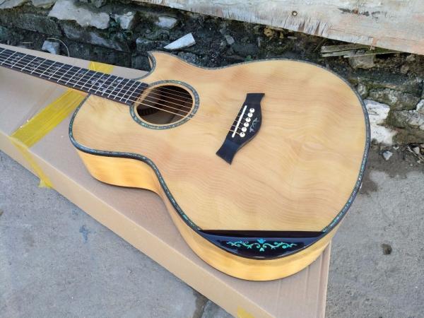 AAAA handmade all Solid single cut guitara 14 frets imported wood armrest GA acoustic electric guitar