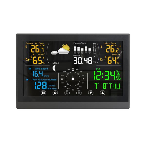 ABS LCD Household Wifi Indoor Outdoor Thermometer Hygrometer 5 In 1