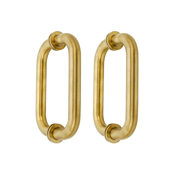 304 aço inoxidável satinado ouro redondo de volta para trás puxa porta de vidro de pouso para hotel spa