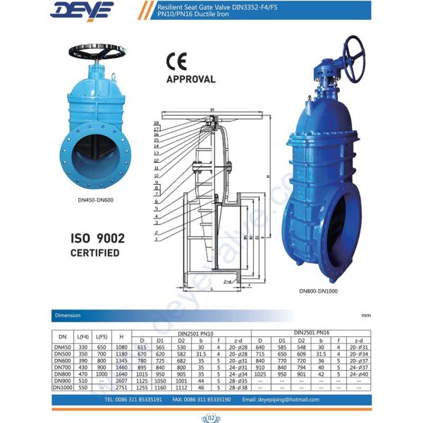 Din F4 F5 Water Valve BS5150 BS5153 Metal Seated Gate Valve With Bronze Or Brass Seated