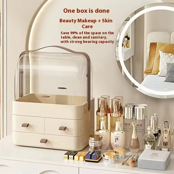 OEM Durable Plastic Cosmetic Storage Box Desktop Jewelry Organizer Makeup Storage Boxes with 3 Layers