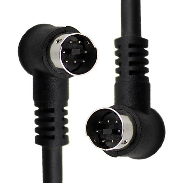 Cable d'extension mini Din personnalisé à 90 degrés angle droit L forme S vidéo homme à homme femme 7 broches pour STB