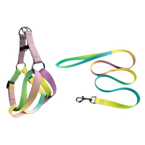 Nylon Pet Dog Chest Harness Leash Set Colorful Adjustable Comfortable