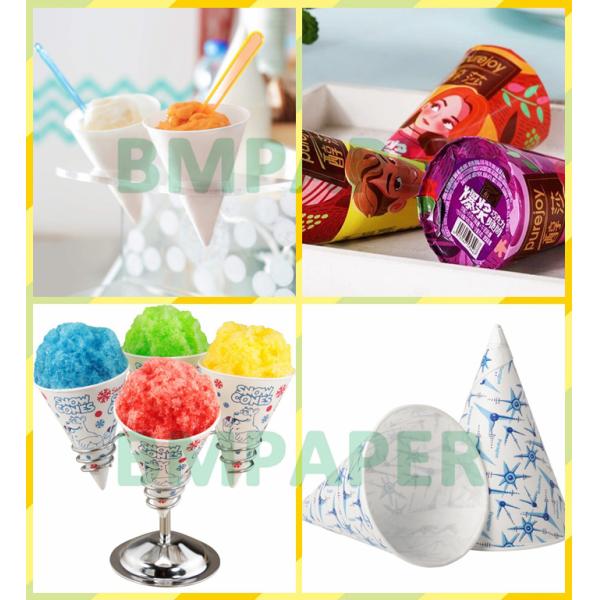 140 micron 120gsm Food Grade White Kraft Paper For Cone Cup 70mm 85mm