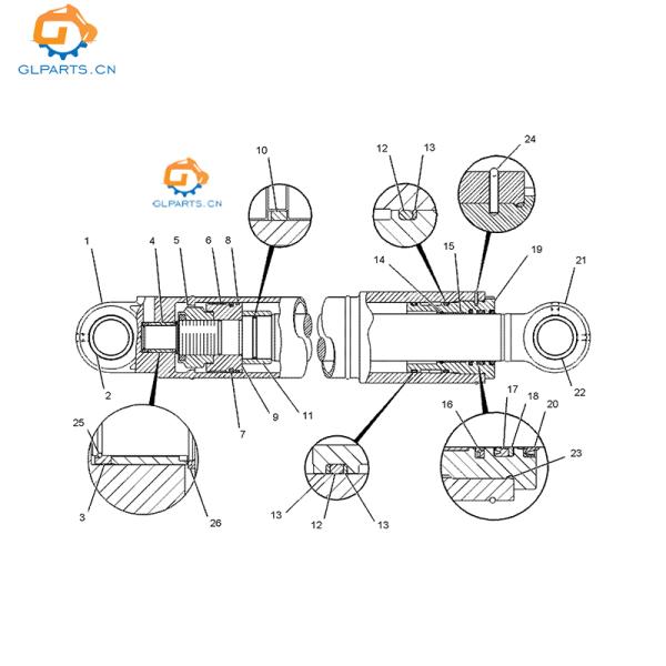E312B Arm Hydraulic Cylinder 119-5437 119-5436 Excavator Hydraulic Parts