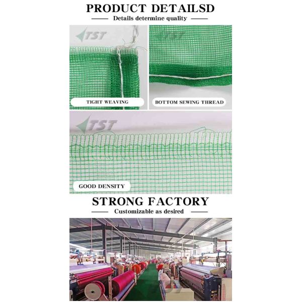 100% Virgin PE Green Color Leno Bags For Vegetable Fruit Firewood Packing