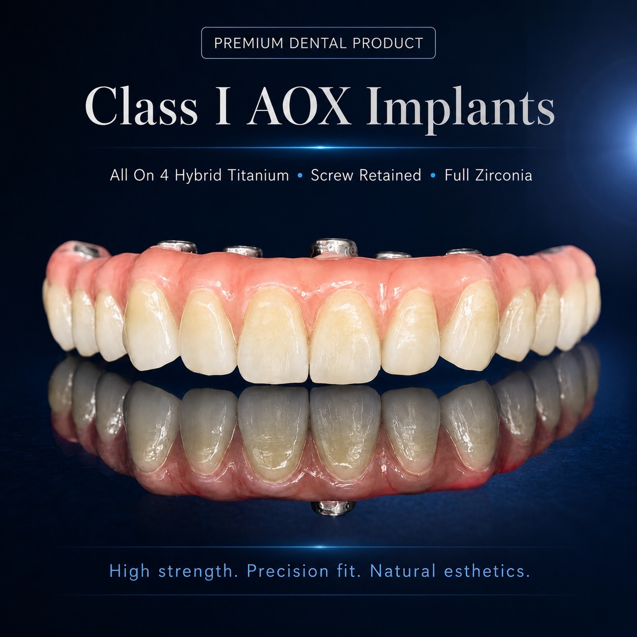 AOX Full Zirconia |  All‑on‑4 Hybrid Titanium Implant Restoration | AOX Full Zirconia