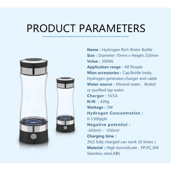Business GIft 300ml Hydrogen Rich Water Ionizer Bottle / Portable Hydrogen Water Product