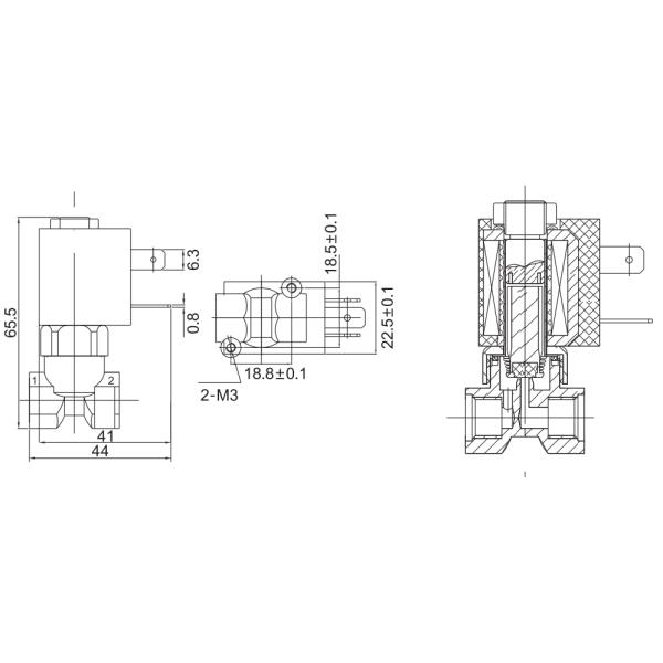 Клапан соленоида 24V машины кофеварки эспрессо 2 путей 220V