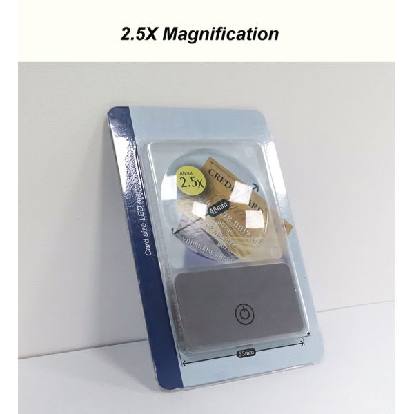 Eco Friendly Card Wallet Magnifier Card Sized LED Illuminated 2.5X for Daily Reading & Currency Verification
