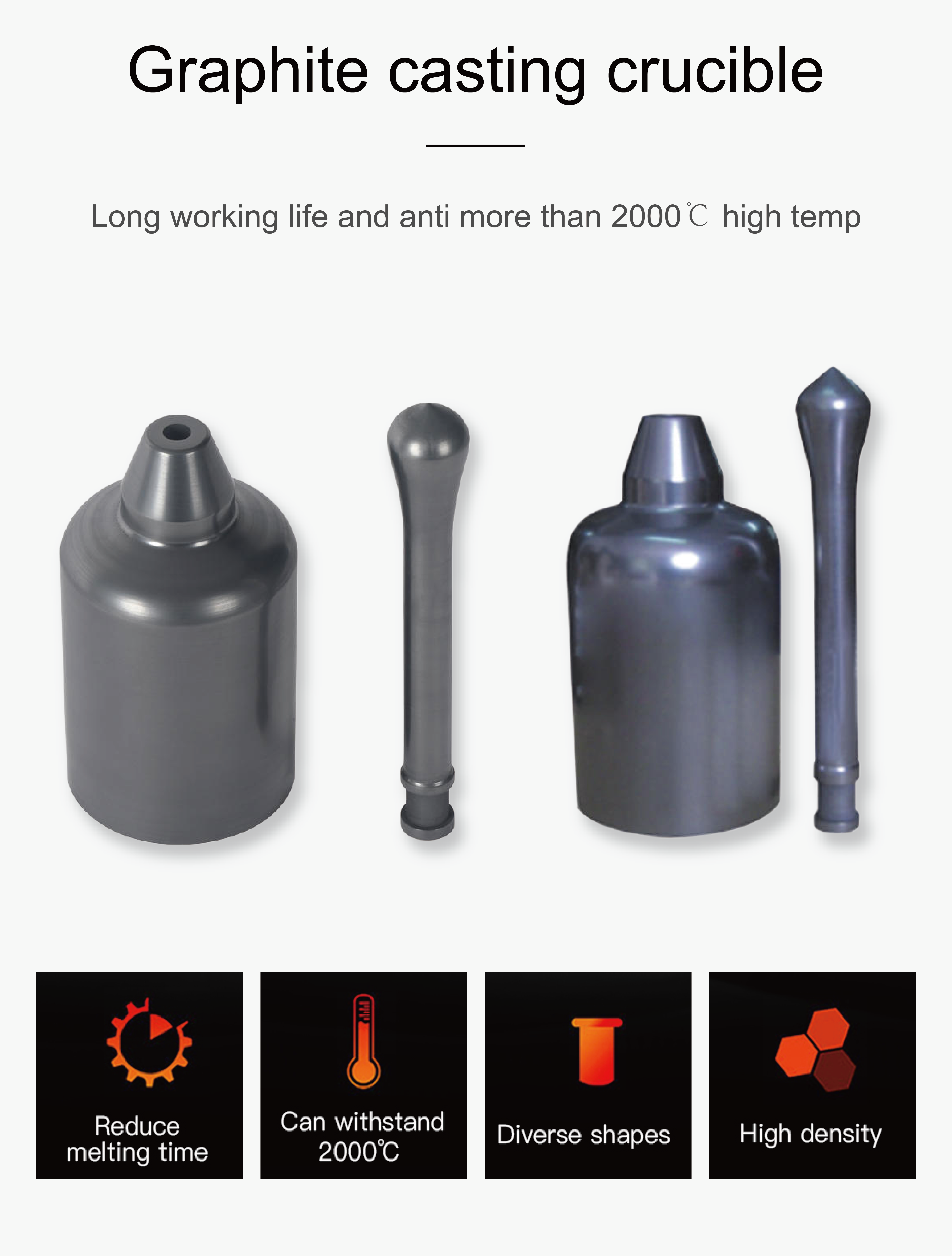 Graphite Casting Crucible & Stopper For Yasui K2/KT17