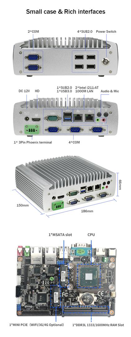 IBOX-101 Plus Промышленный мини ПК с HDMI Mini PCIe/MSATA Поддержка Windows/Liunx