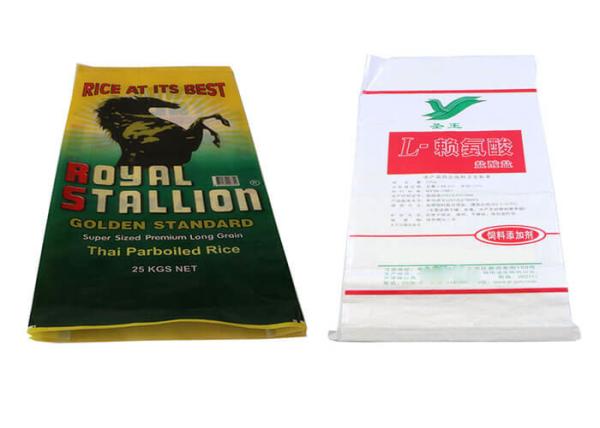 Anti Slip Surface Poultry Feed Bags Plastic Feed Sacks With Top Hemming