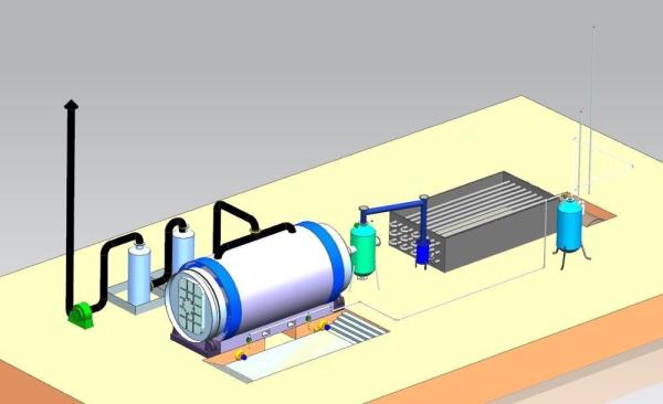 8-10Tons Daily Capacity Waste Tire Pyrolysis Machine 2200*6600mm