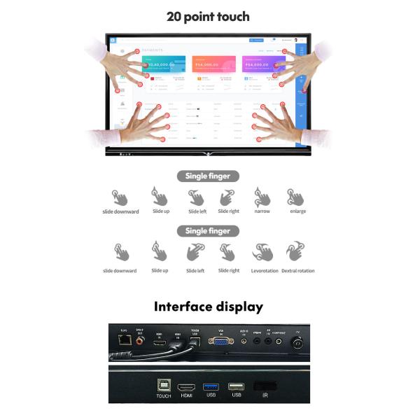 65 экран LCD взаимодействующее Whiteboard дюйма 400CD/M2 двойной касание 20 пунктов Multi