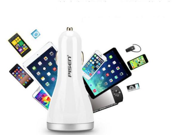 original Pisen 3 ports car charge, USB output 1a/2.1a/2.4a, Pisen car adapter for Iphone/Ipad/Samsung