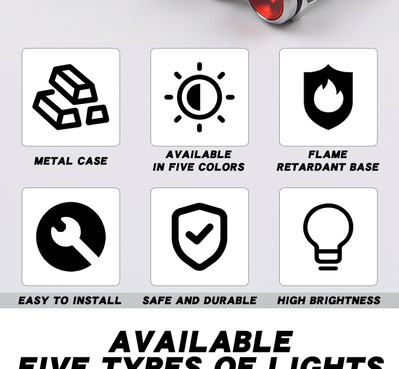 6mm Metal LED Indicator Lights High Brightness IP65 Rated Multi-Color Durable and Versatile for Equipment