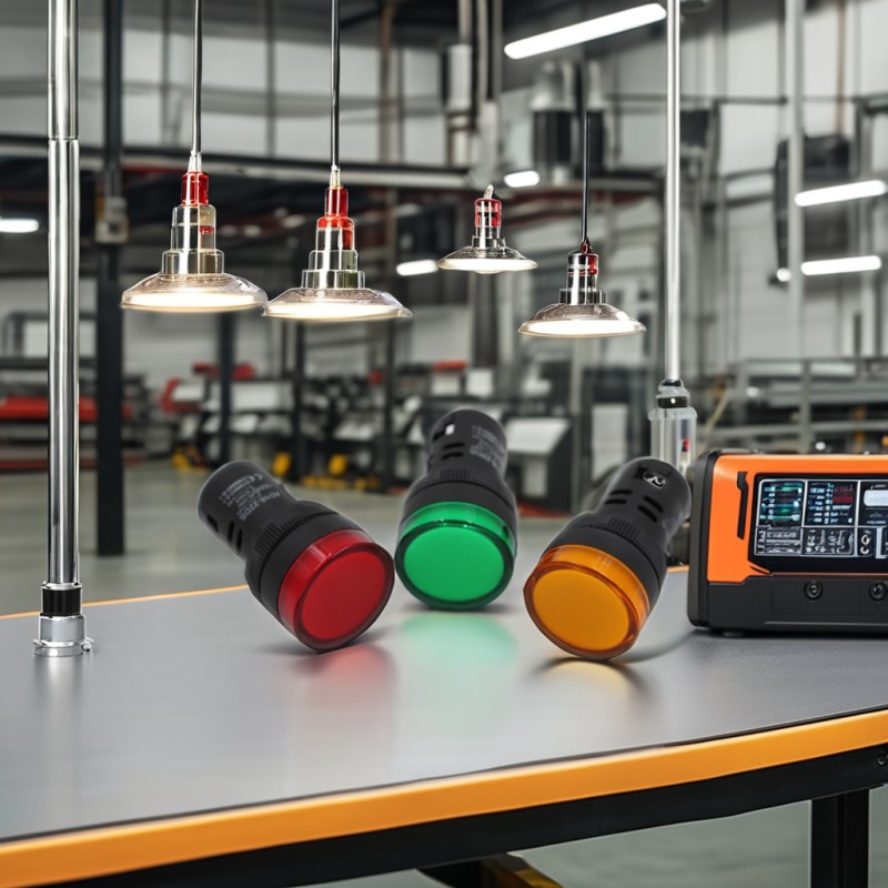 220 Volt LED Indicator Lights Red/Yellow/Green LEDs Plastic Material 22mm Mounting Hole IP44 Rated Screw Terminal Connector for