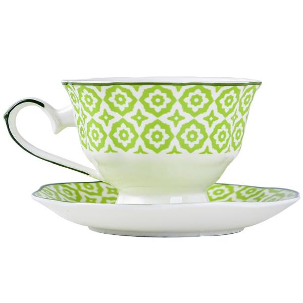 Chávena de chá boêmia estilo marroquino taça de café verde e prato ideal para presentes de negócios
