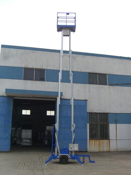 Dual Mast Aluminum Aerial Work Platform Towing Type Lifting Height 8m