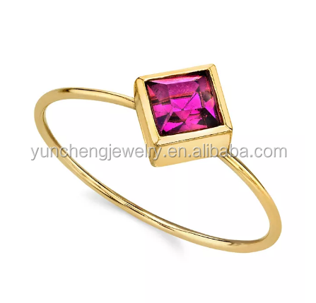 14K Gold Dipped Cubic Zirconia Crystal Ring OEM Rhinestone Ring