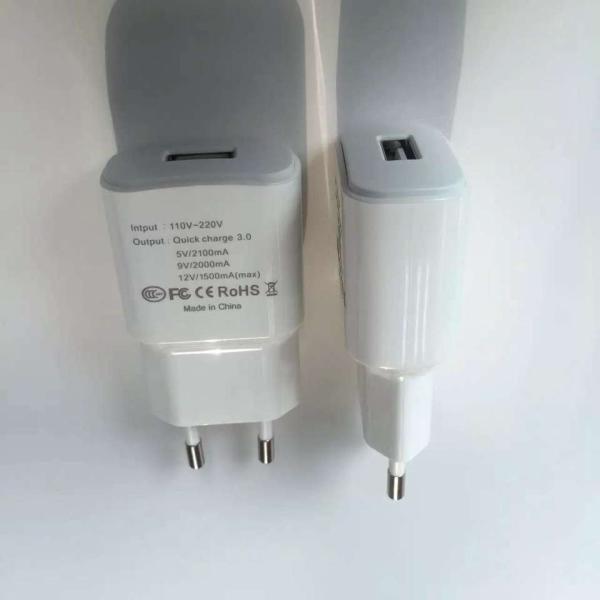 QC3.0 QC2.0  5v 1a  5v 2.1a 5v 3a usb charger  white color usb adapter  for samsung  huawei  mobile phone