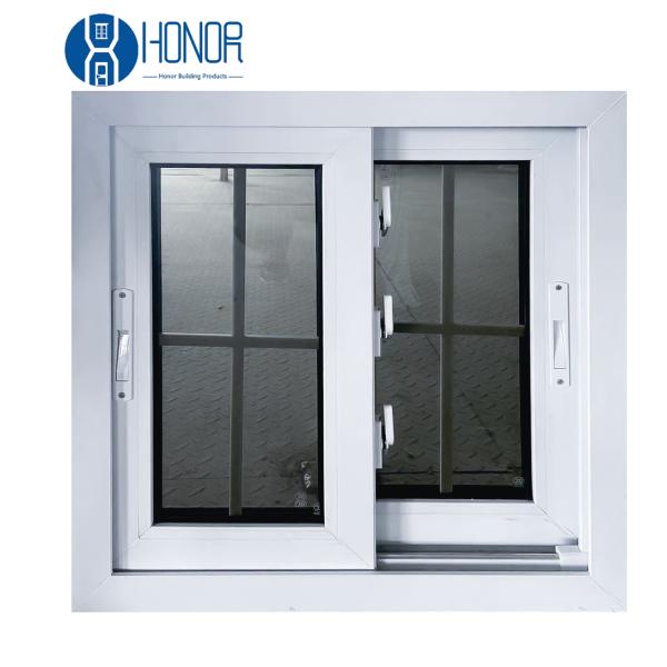 Soundproof Windproof Hurricane Impact Glass PVC UPVC windows Single Double Glazed Vinyl Sliding PVC Windows with Mosquito Net