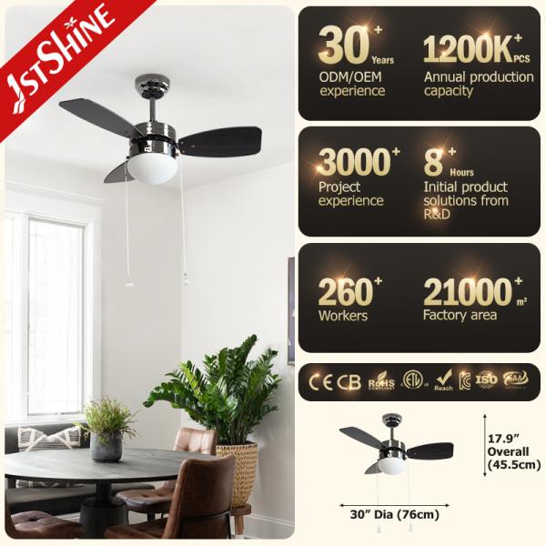 Motor de cobre 3 lâminas Mdf Ventiladores modernos de teto pequeno com cadeia de puxa
