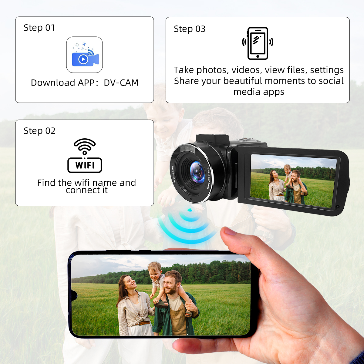 UHD 4K Video Camera 18X Digital Zoom 3.0 Inch IPS Screen Camcorder Vlogging Camera for YouTube with Wifi &Night Vision