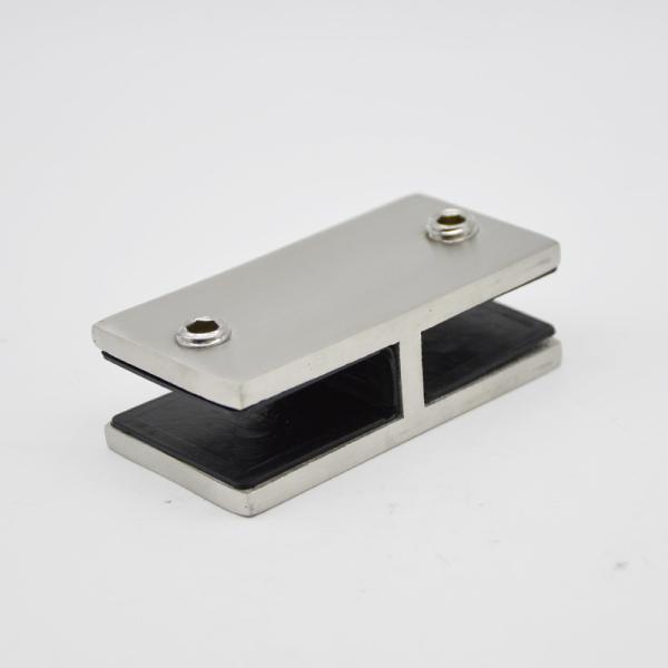 Stainless steel Glass connector 180 degree RS2310, 80X40mm, thickness 5mm, SS304 satin, mirror, black