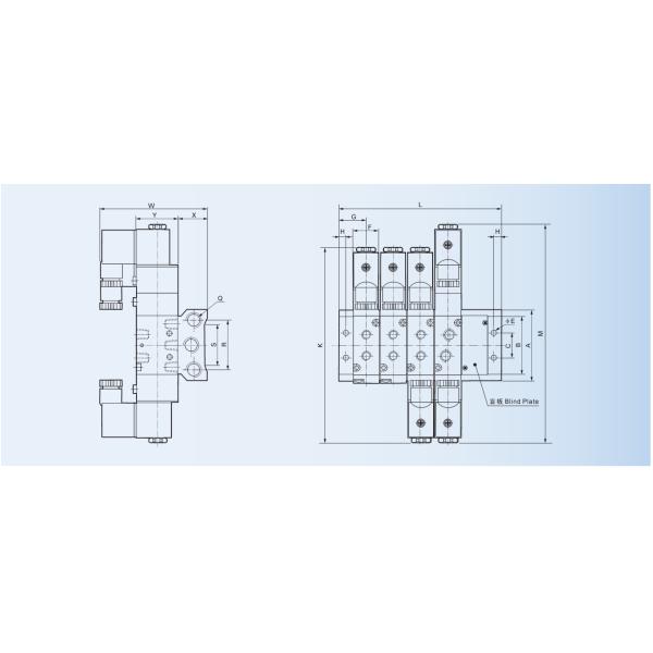 Плита группового распределителя соленоида ДК12В/ДК24В пневматическая от 2 блоков - 20 блоков