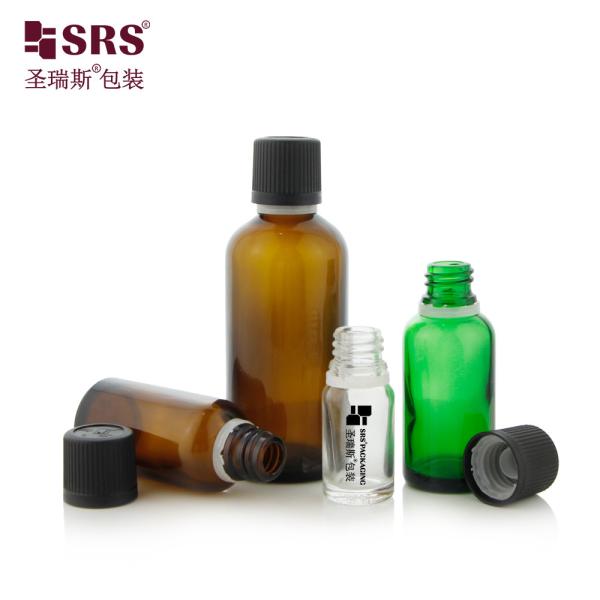Screw Type Injection Black Color Child Proof Cap Glass Bottles Essential Oil Bottle 50ml