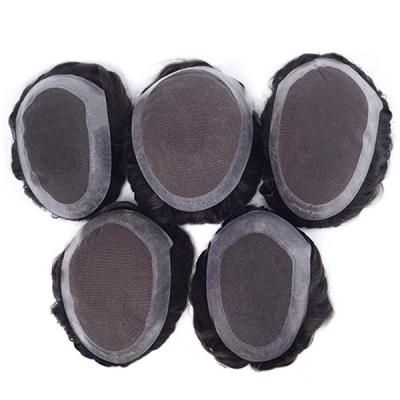 Toupet pour hommes avec nœuds simples, perruques pour hommes, cheveux naturels, mono fin avec PU autour ou personnalisé