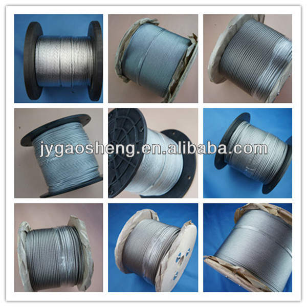 8x7 + 1x19 Cable de acero para el levantador de ventanas 45# 60# 70# Acero de carbono 1,5 mm-1,8 mm Medidor de alambre