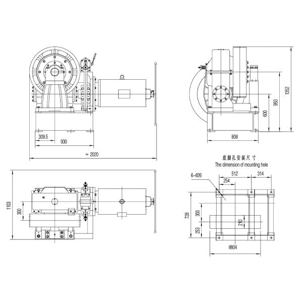 VVVF EXplosion - protected Traction Machine / Elevator Parts for Freight Elevator