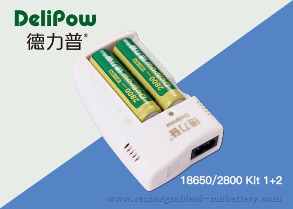 Delipow Portable 18650 Rechargeable Lithium Battery With Charger 2800mAh