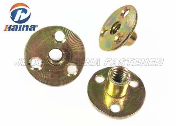 Zinc plated Round Base Hole Tee Nuts Or Furniture Nut With Three Brads