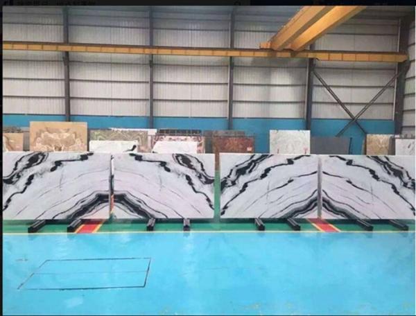 Luxury Italian Marble Slabs , Panda White Marble Slab With Gray Lines