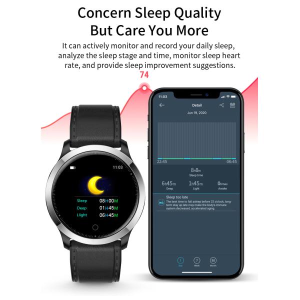 Corazón Rate Blood Pressure 1.3inch del oxígeno de la sangre del Smart Watch del Smart Watch del silicón F75