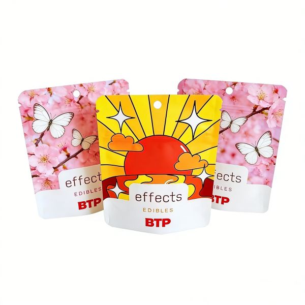 MOQ 100pcs Custom Digital Printed Moisture Proof PE Stand up Pouch Mylar Bags for Edibles Herbs Gummy Biscuit Packaging Candy